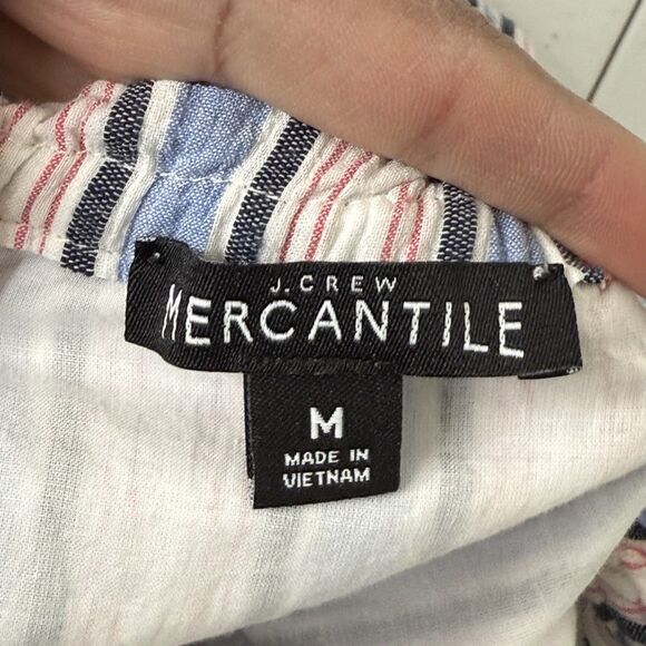 J.Crew Mercantile Dress Size M Striped Off The Shoulder Short Sleeve Americana - Picture 5 of 11